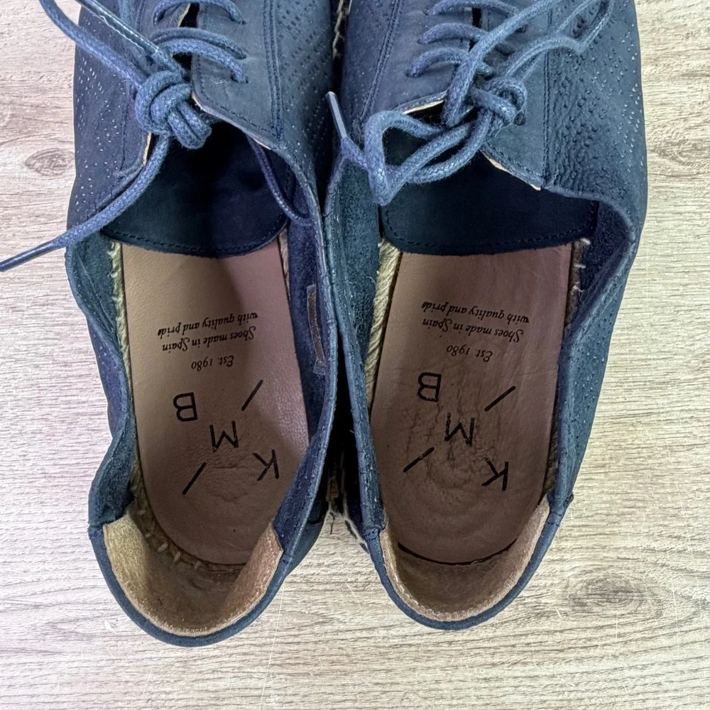 KMB Perforated Leather Lace Up Espadrille Sneakers 39